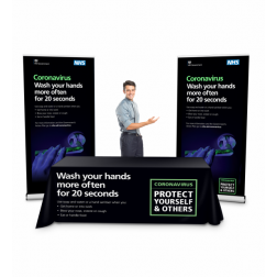 Coronavirus Roller Banners x 2 Tablecloth x 1